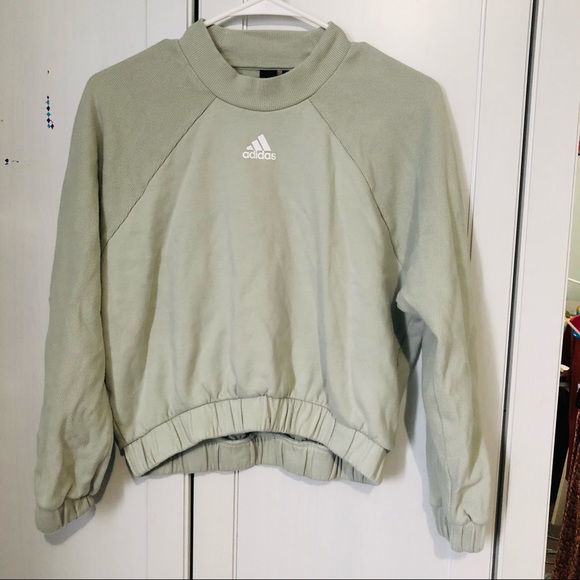 Sage green cropped Adidas crew neck - Picture 2 of 3
